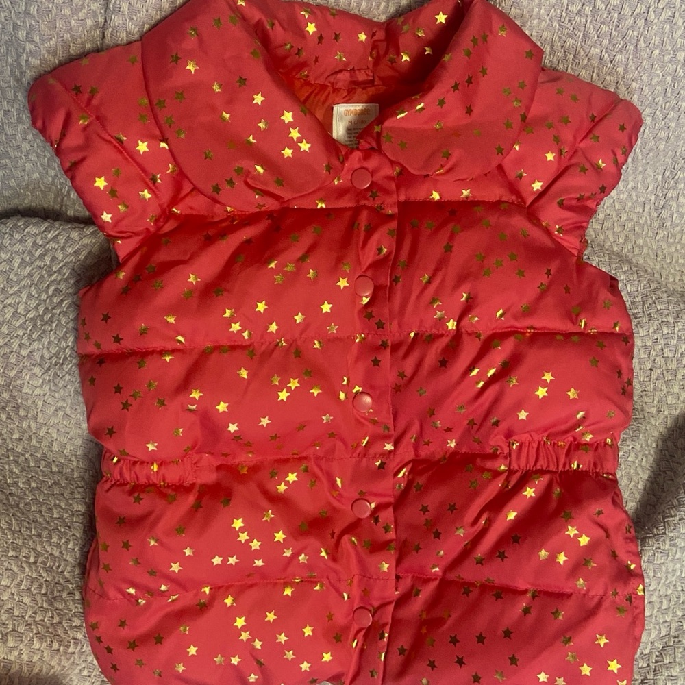 Gymboree Red Puffer Vest with Gold Stars